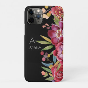 Monogramm oder Ihr Name Cool tropisches Schwarz Case-Mate iPhone Hülle