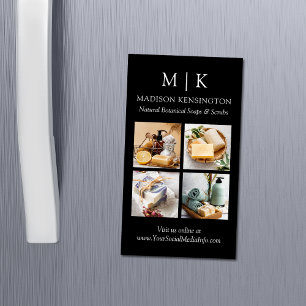 Monogramm oder Logo 4-Foto hinzufügen Magnetische Visitenkarte