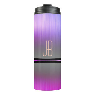 Monogramm oder Name, Farbverlauf Lila & Grau Thermosbecher
