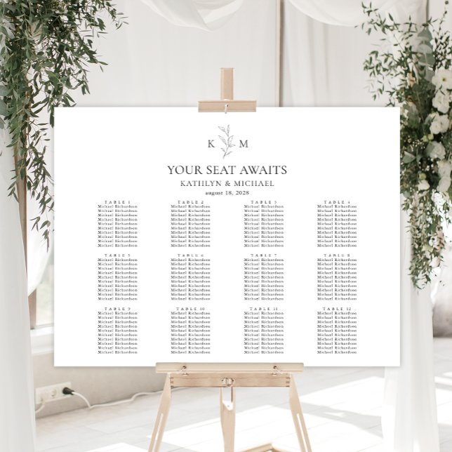 Monogramm Olivenblatt Hochzeit 12 Tabelle Sitzplan Poster (Von Creator hochgeladen)