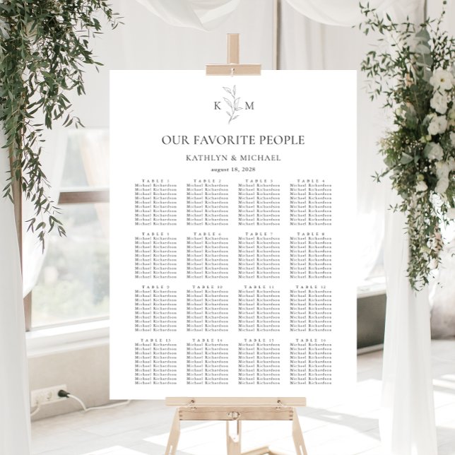 Monogramm Olivenblatt Hochzeit 16 Tafelsitzdiagram Poster (Von Creator hochgeladen)