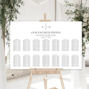 Monogramm Olivenblatt Hochzeit 17 Tabelle Sitzplan Poster