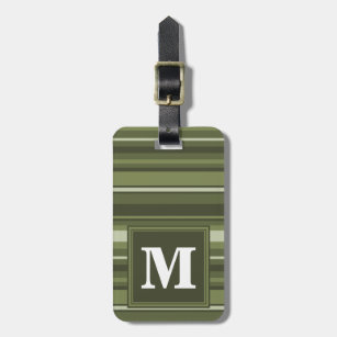 Monogramm-Olivgrünstreifen Gepäckanhänger