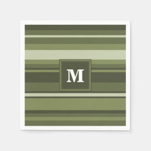Monogramm-Olivgrünstreifen Serviette