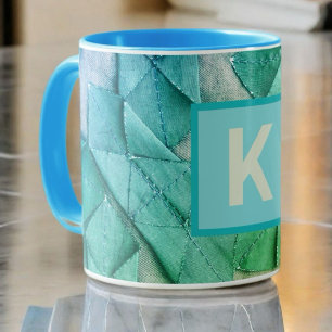 Monogramm ombre aquamarin grün nautisch abstrakt kaffeetasse