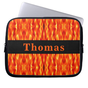Monogramm-orange abstrakte Feuer-Laptop-Hülse Laptopschutzhülle