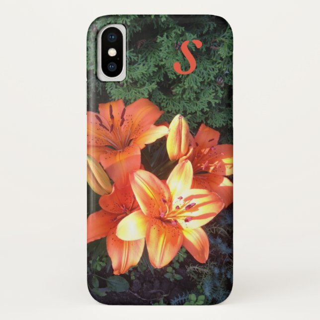Monogramm Orange Floral Fotografie Case-Mate iPhone Hülle (Rückseite)