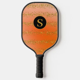 Monogramm Orange-Glitzer Pickleball Schläger