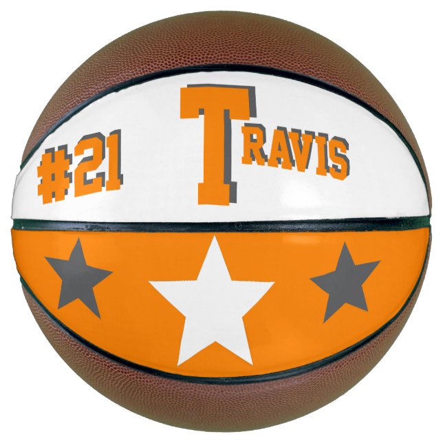 Monogramm Orange, Grau und Weiß Basketball (Vorderseite)