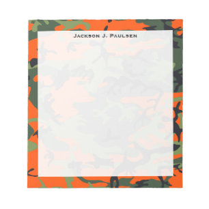 Monogramm Orange, Grün, Schwarze Tarnung Notizblock