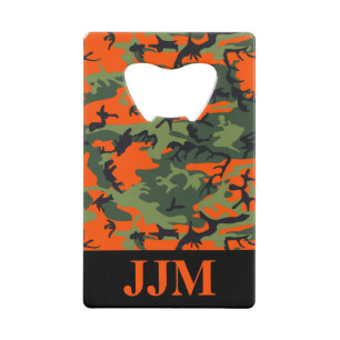 Monogramm Orange Jagdcamo Camouflage Geldbeutel Flaschenöffner