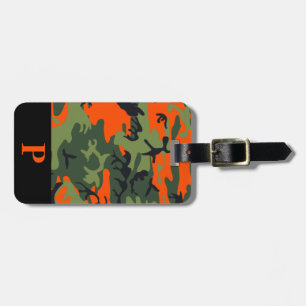 Monogramm Orange Jagdcamo Camouflage Schwarz Gepäckanhänger