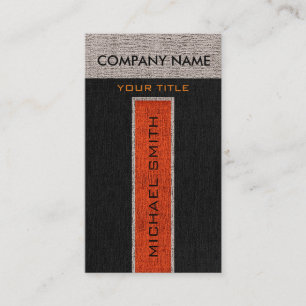 Monogramm Orange & Schwarz Jute Leinen Rustikal Visitenkarte