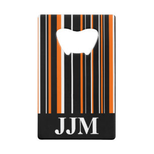 Monogramm Orange, Schwarz, Weiß Barcode Streifen Geldbeutel Flaschenöffner
