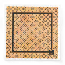 Monogramm Orange-Schwarzes Retro-Muster