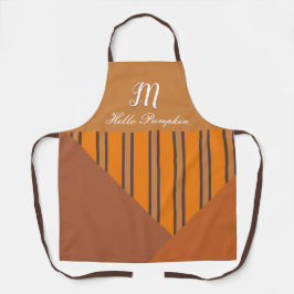 Monogramm Orange Streifen Braun Herbstfarben Schürze