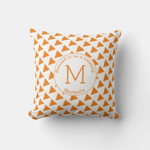 Monogramm Orange White Kissen