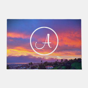 Monogramm Orangenblau Gelborange S Foto Fußmatte