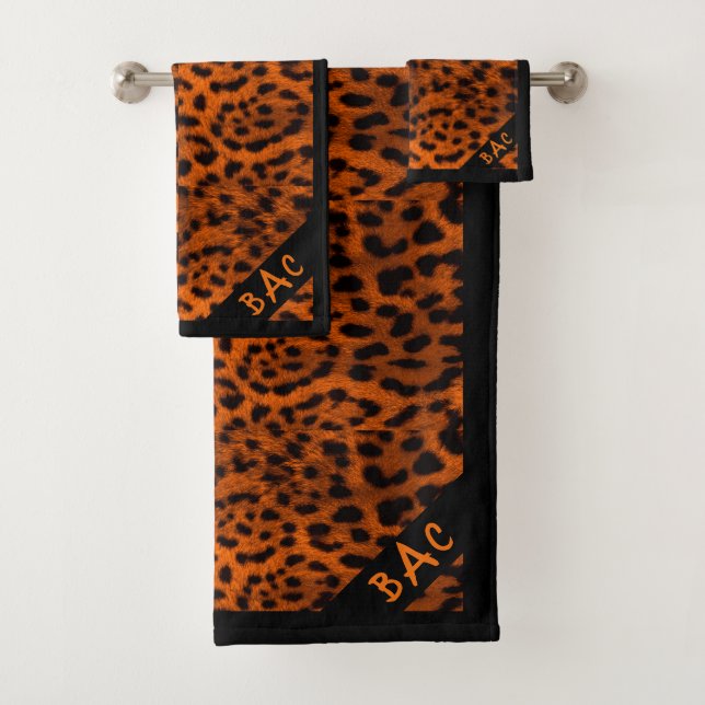 Monogramm Orangenleoption Badhandtuch Set (Insitu)