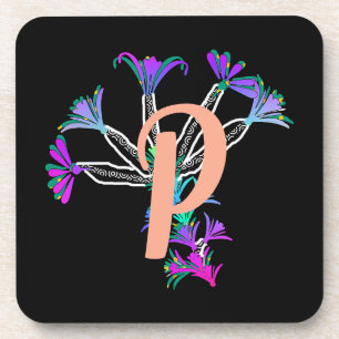 Monogramm P Initial  Bierdeckel Getränkeuntersetzer