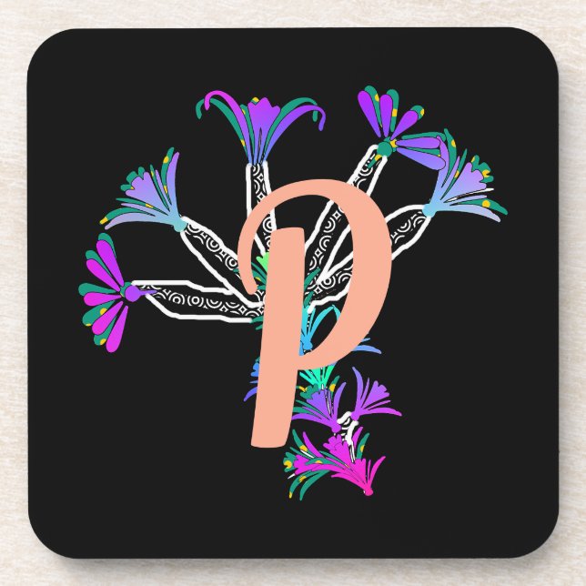 Monogramm P Initial  Bierdeckel Getränkeuntersetzer (Vorderseite)