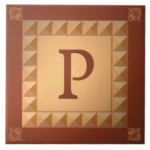 Monogramm P: Intarsieneffekt Anfangsbuchstabe und  Fliese
