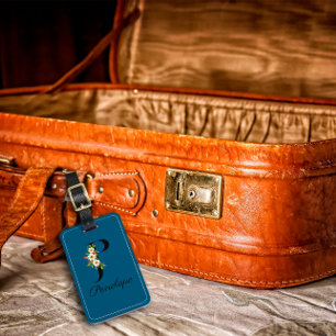 Monogramm P-Kobalt-Aquarell-Blume Gepäckanhänger