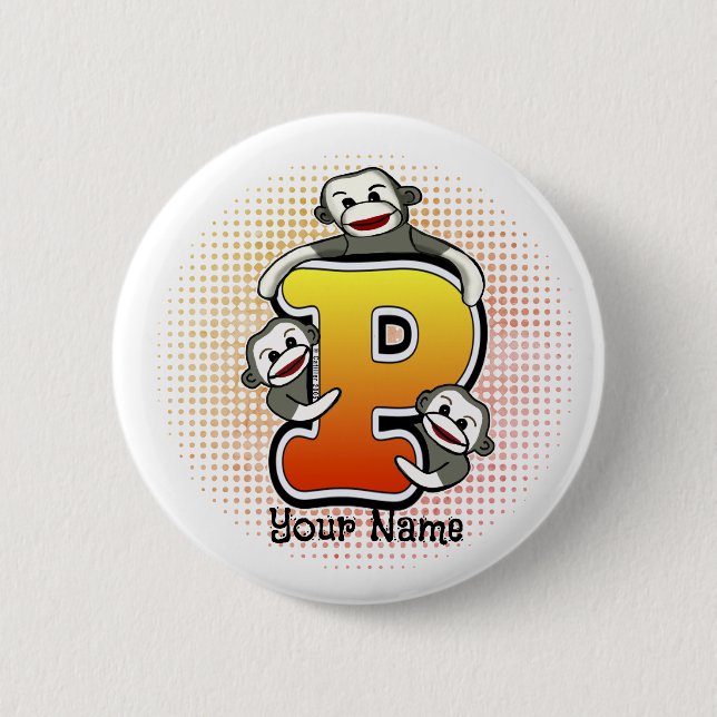 Monogramm P Sockenaffe   Button (Vorderseite)