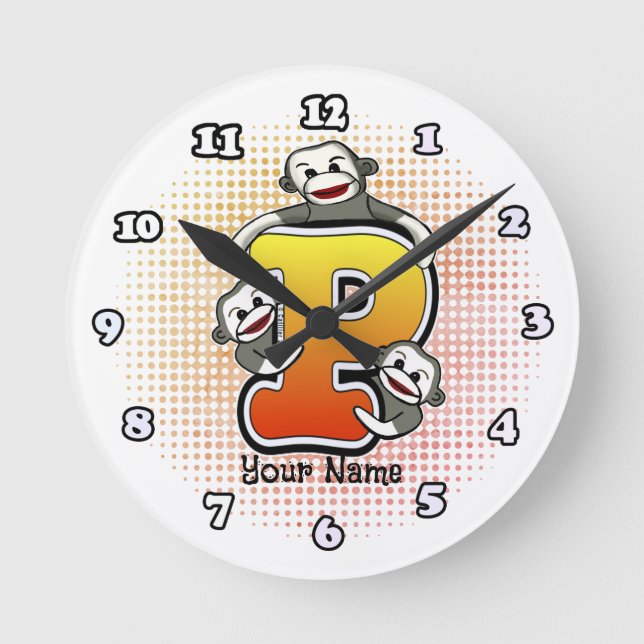 Monogramm P Sockenaffe Uhr (Vorderseite)