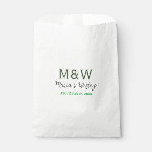 Monogramm Paar graugrüne moderne romantische Datum Geschenktütchen