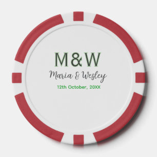 Monogramm Paar graugrüne moderne romantische Datum Pokerchips