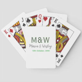 Monogramm Paar graugrüne moderne romantische Datum Spielkarten