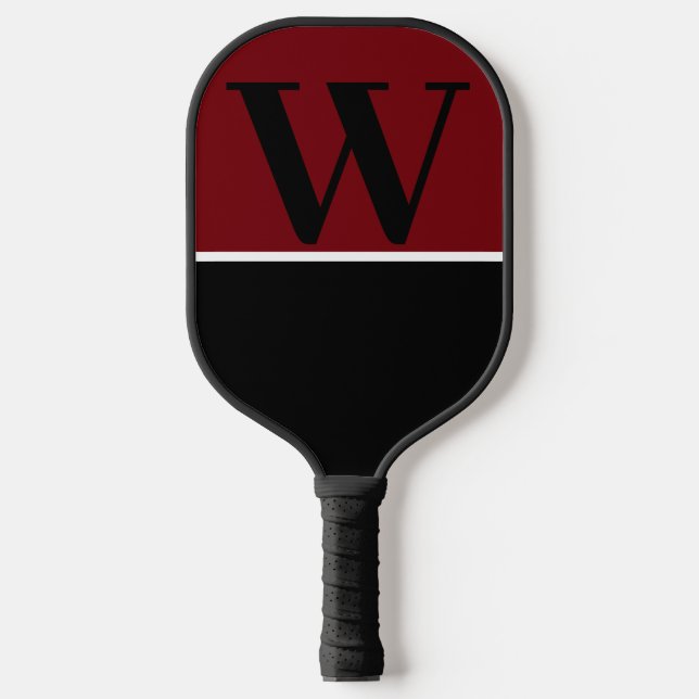 Monogramm-Paddel für Garnet und Schwarze Uni Pickleball Schläger (Vorderseite)