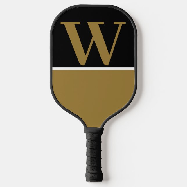 Monogramm-Paddel-Gold-Schwarze Uni Pickleball Schläger (Vorderseite)