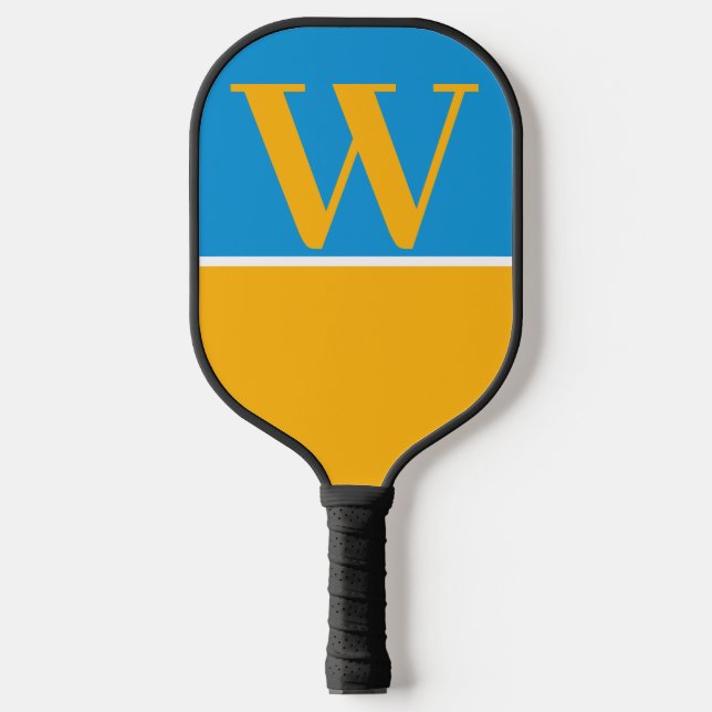 Monogramm-Paddel mit Gold- und Blauer Uni Pickleball Schläger (Vorderseite)