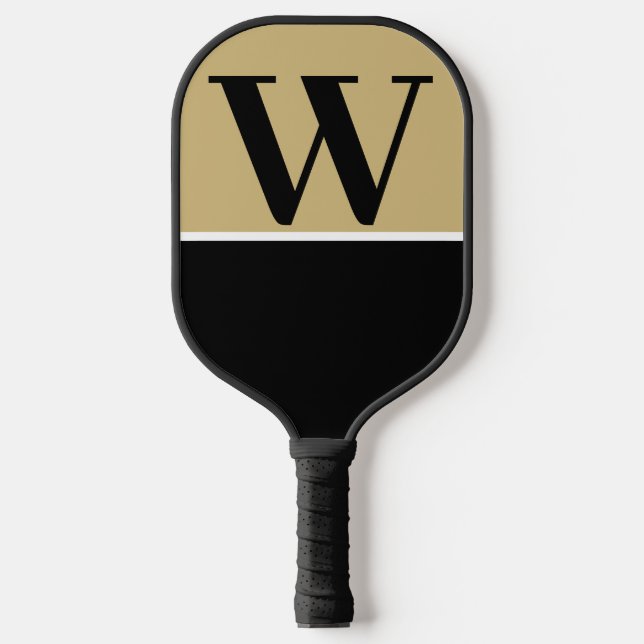 Monogramm-Paddel mit Gold- und Schwarz-Uni Pickleball Schläger (Vorderseite)