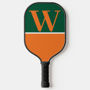 Monogramm-Paddel mit orangefarbener und grüner Uni Pickleball Schläger