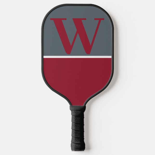 Monogramm-Paddel mit roter und grauer Uni Pickleball Schläger (Vorderseite)