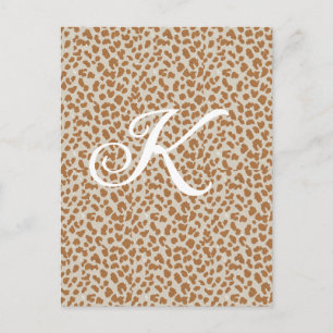 Monogramm Pantherhaut hellbraunes Muster Name Buch Postkarte