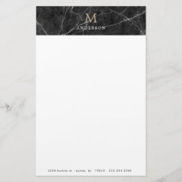 Monogramm-Papier aus schwarzem männlichem Marmor Briefpapier