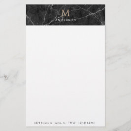 Monogramm-Papier aus schwarzem männlichem Marmor Briefpapier