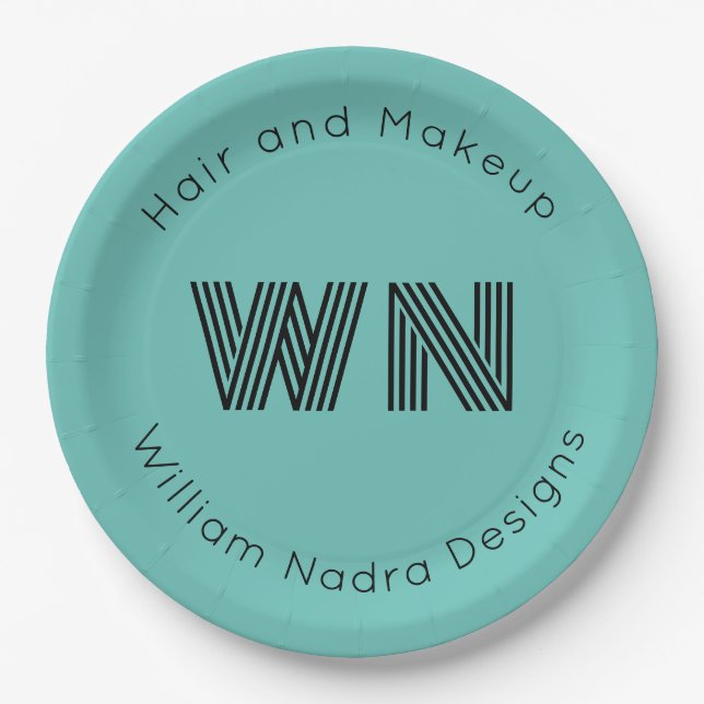 Monogramm-Papierplatte für Firmenlogos - Benutzerd Pappteller (Vorderseite)