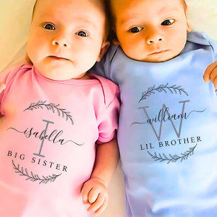 Monogramm-Passende große Schwester kleine Schweste Baby Strampler