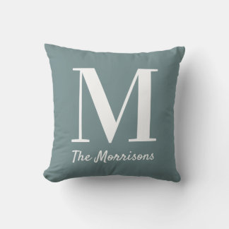 Monogramm-Pastell Aquamariner Kissen