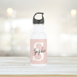 Monogramm Pastell mit Personalisiertem modernen Na Edelstahlflasche<br><div class="desc">Monogramm Pastell mit Personalisiertem modernen Namen Pink</div>