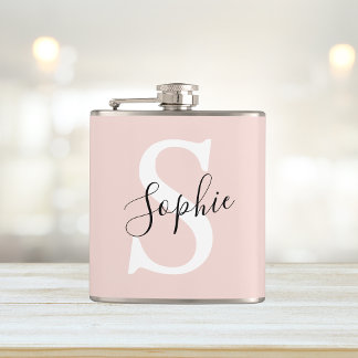 Monogramm Pastell mit Personalisiertem modernen Na Flachmann
