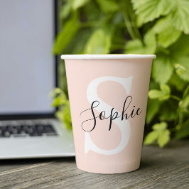 Monogramm Pastell mit Personalisiertem modernen Na Pappbecher