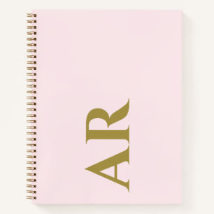 Monogramm Pastellrosa Gold Anfangsbuchstaben Minim Notizbuch
