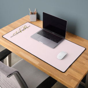 Monogramm Pastellrosa Gold Schwarz Minimalistisch  Schreibtischunterlage