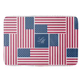 Monogramm patriotische amerikanische Flagge Americ Badematte